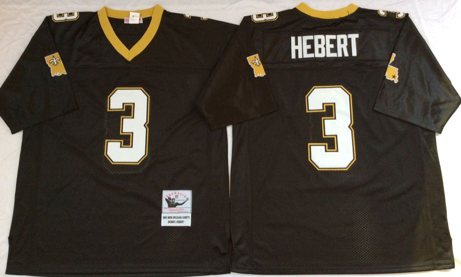 Men NFL New Orleans Saints #3 Hebert black Mitchell Ness jerseys->new orleans saints->NFL Jersey